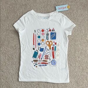 New with tags Cat & Jack White Art School Kids T-Shirt